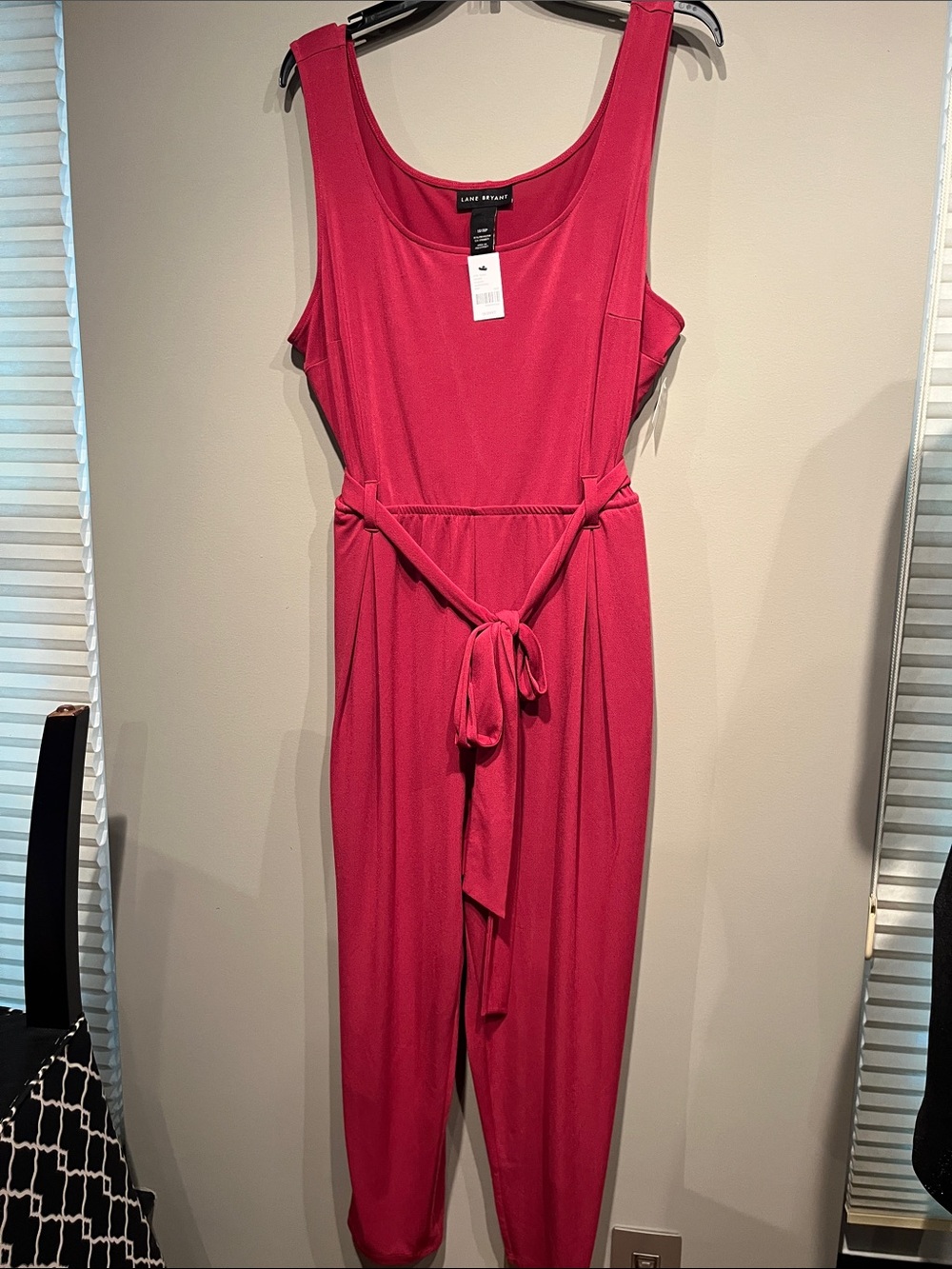 Lane Bryant Hot Pink Sleeveless Tie-Waist Jumpsuit